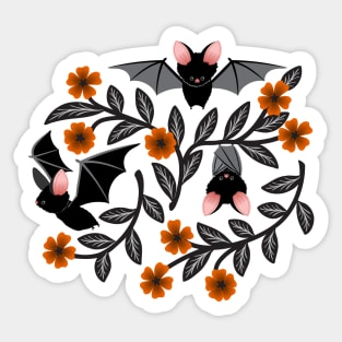 Halloween bats with flowers Sticker